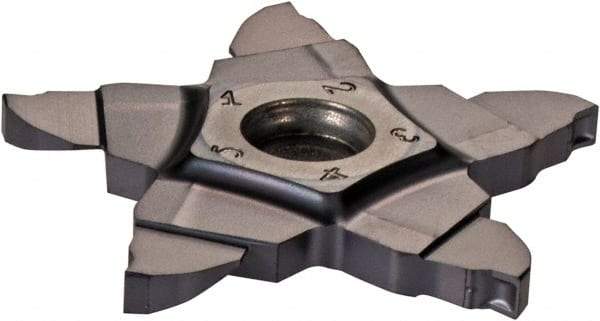 Iscar - 34F247PENTA Grade IC908, 2.46mm Cutting Width Carbide Grooving Insert - 5mm Max Depth of Cut, Left Hand, 0.2mm Corner Radius, TiN/TiAlN Finish - Americas Industrial Supply