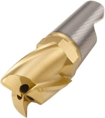 Seco - MM16 E06 Grade F30M Carbide End Milling Tip Insert - TiAlN/TiN Finish, 3 Flutes, 0.63" Cutting Diam, 0.758" Depth of Cut, 0.965" Extension, 0.039" Cnr Rad - Americas Industrial Supply