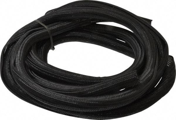 Techflex - Black Braided Cable Sleeve - 10' Coil Length, -103 to 257°F - Americas Industrial Supply