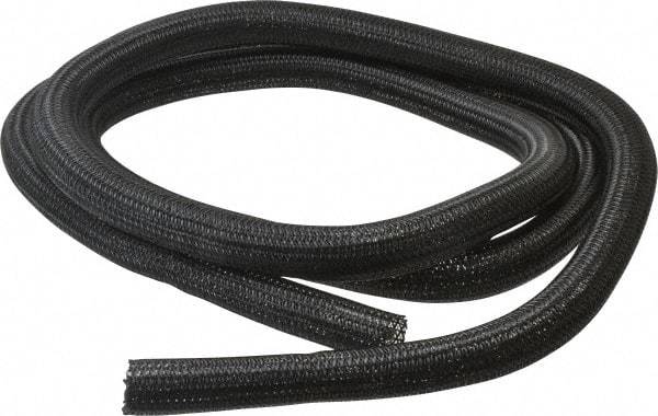 Techflex - Black Braided Cable Sleeve - 10' Coil Length, -103 to 257°F - Americas Industrial Supply