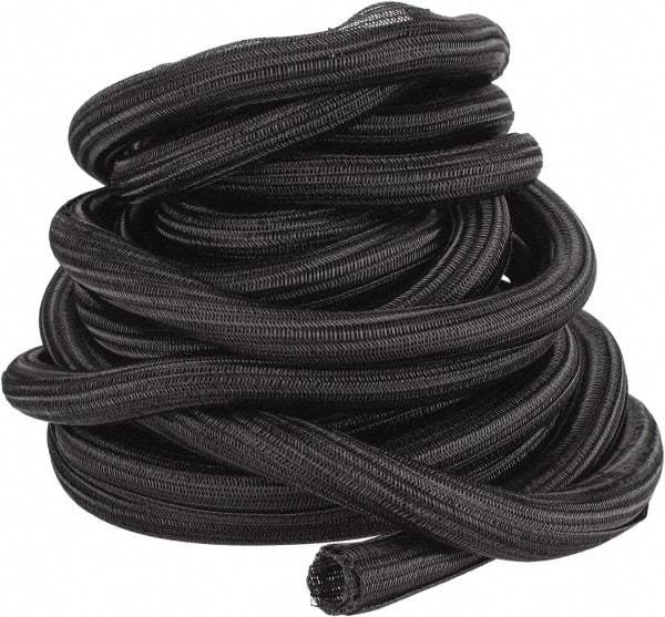 Techflex - Black Braided Cable Sleeve - 50' Coil Length, -103 to 257°F - Americas Industrial Supply