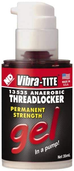 Vibra-Tite - 35 mL Bottle, Red, High Strength Gel Threadlocker - Series 135, 24 hr Full Cure Time, Hand Tool, Heat Removal - Americas Industrial Supply