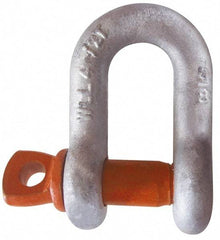 CM - 1/4" Nominal Chain Size, 0.75 Ton Carbon Steel Screw Chain Shackle - 13/32" Diam, 9/32" Pin Diam, 15/32" Wide Inside Jaw, 15/32" Inside Width - Americas Industrial Supply