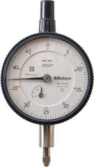 Mitutoyo - 1/8" Range, 0-50 Dial Reading, 0.0005" Graduation Dial Drop Indicator - 2-1/4" Dial, 0.05" Range per Revolution, 0.0005" Accuracy, Revolution Counter - Americas Industrial Supply