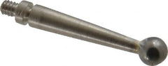 Mitutoyo - 3mm Ball Diam, Steel, Ball Test Indicator Contact Point - 0.74" Contact Point Length, Use with Mitutoyo 513 Series Dial Test Indicators - Americas Industrial Supply
