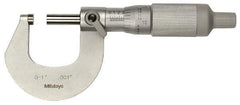 Mitutoyo - 0 to 25mm Range, 0.01mm Graduation, Mechanical Outside Micrometer - Ratchet Stop Thimble, Accurate to 0.0001" - Americas Industrial Supply