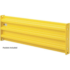 Steel King - 5' Long x 14" High, Yellow Steel Straight Heavy Duty Guard Rail - 3 Rails Accommodated, 2-1/2" Deep, 54 Lb - Americas Industrial Supply