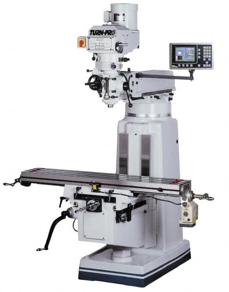 Knee Milling Machine: 3 hp, Variable Speed Pulley Control, 3 Phase 70 to 4,200 RPM, R8 Spindle Taper