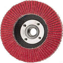 Weiler - 40 Grit, 4-1/2" Disc Diam, 5/8-11 Center Hole, Type 29 Ceramic Flap Disc - 13,000 Max RPM, Phenolic Backing, Arbor Attaching System, Coated - Americas Industrial Supply