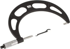 Starrett - 6" to 7" Mechanical Satin Chrome Coated Blade Micrometer - 0.001" Graduation, 0.76mm Blade Thickness, Speeder Thimble - Americas Industrial Supply