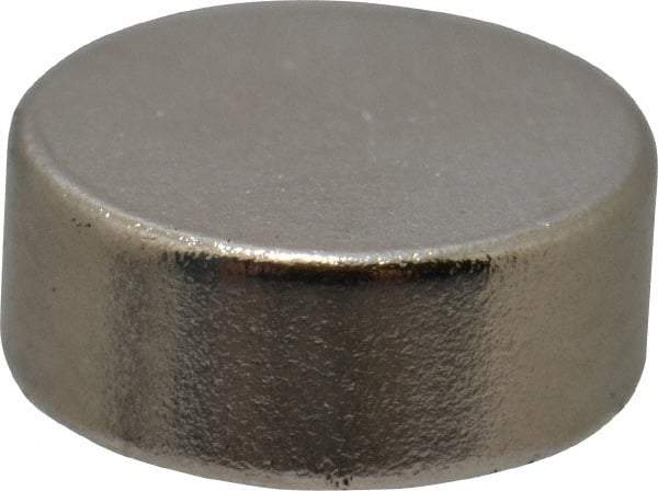 Mag-Mate - 1/4" Diam x 0.1" High Neodymium Rare Earth Magnet - 1 Lb Max Capacity, 200°F Max, Nickel Plated - Americas Industrial Supply