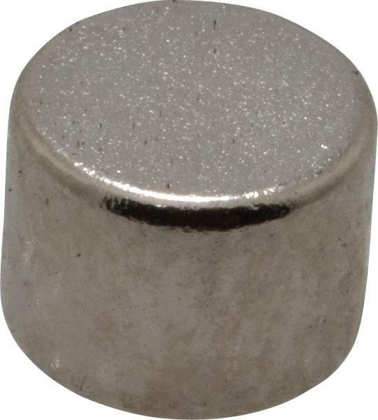 Mag-Mate - 1/4" Diam x 3/16" High Neodymium Rare Earth Magnet - 1.5 Lb Max Capacity, 200°F Max, Nickel Plated - Americas Industrial Supply