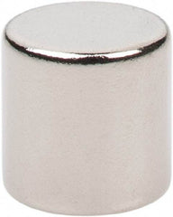 Mag-Mate - 1/4" Diam x 1/4" High Neodymium Rare Earth Magnet - 1.8 Lb Max Capacity, 200°F Max, Nickel Plated - Americas Industrial Supply