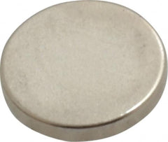 Mag-Mate - 3/8" Diam x 0.06" High Neodymium Rare Earth Magnet - 1 Lb Max Capacity, 200°F Max, Nickel Plated - Americas Industrial Supply