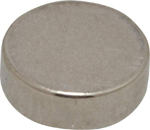 Mag-Mate - 3/8" Diam x 1/8" High Neodymium Rare Earth Magnet - 2.6 Lb Max Capacity, 200°F Max, Nickel Plated - Americas Industrial Supply