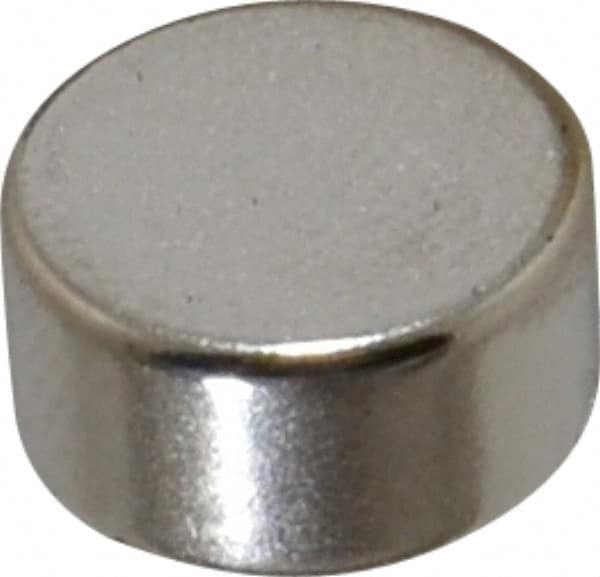 Mag-Mate - 3/8" Diam x 3/16" High Neodymium Rare Earth Magnet - 4.5 Lb Max Capacity, 200°F Max, Nickel Plated - Americas Industrial Supply