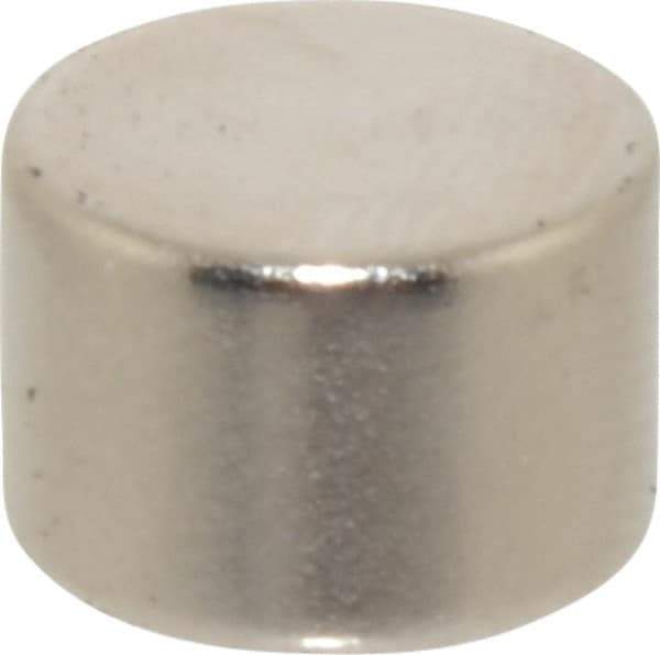 Mag-Mate - 3/8" Diam x 1/4" High Neodymium Rare Earth Magnet - 4.6 Lb Max Capacity, 200°F Max, Nickel Plated - Americas Industrial Supply