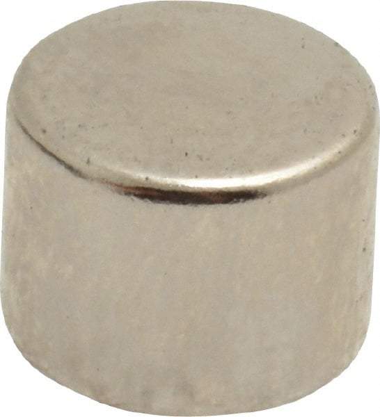 Mag-Mate - 1/2" Diam x 3/8" High Neodymium Rare Earth Magnet - 8.9 Lb Max Capacity, 200°F Max, Nickel Plated - Americas Industrial Supply