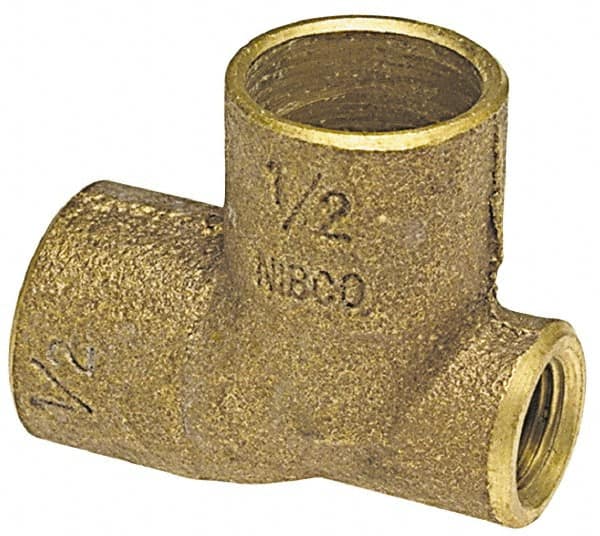 NIBCO - 3/4 x 1/8 x 1" Cast Copper Pipe Baseboard Tee - C x F x C, Pressure Fitting - Americas Industrial Supply