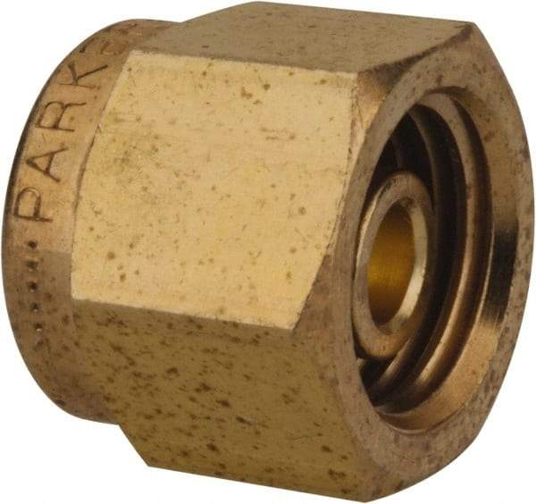 Parker - 1/4" OD, Brass Plug - 3,500 Max Working psi, 9/16" Hex, Comp Ends - Americas Industrial Supply