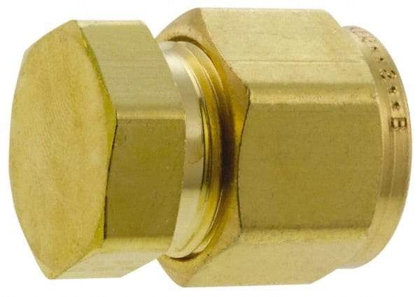 Parker - 3/8" OD, Brass End Cap - 2,300 Max Working psi, 5/8" Hex, Comp Ends - Americas Industrial Supply