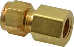 Parker - 3/8" OD, Brass Female Connector - 2,300 Max Working psi, 3/4" Hex, Comp x FNPT Ends - Americas Industrial Supply