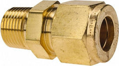 Parker - 1/2" OD, Brass Male Connector - 2,200 Max Working psi, 13/16" Hex, Comp x MNPT Ends - Americas Industrial Supply
