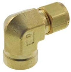 Parker - 5/16" OD, Brass Female Elbow - 2,800 Max Working psi, 11/16" Hex, Comp x FNPT Ends - Americas Industrial Supply