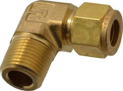 Parker - 1/2" OD, Brass Male Elbow - 2,200 Max Working psi, 7/8" Hex, Comp x MNPT Ends - Americas Industrial Supply