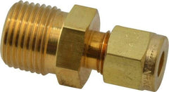 Parker - 1/4" OD, Brass Male Connector - 3,500 Max Working psi, 11/16" Hex, Comp x MNPT Ends - Americas Industrial Supply