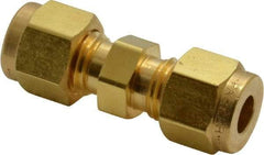 Parker - 1/4" OD, Brass Union - 3,500 Max Working psi, 1/2" Hex, Comp x Comp Ends - Americas Industrial Supply