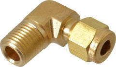 Parker - 1/4" OD, Brass Male Elbow - 3,500 Max Working psi, 9/16" Hex, Comp x MNPT Ends - Americas Industrial Supply