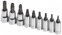 SK - 9 Piece 1/4 & 3/8" Drive Torx Bit Socket Set - T10 to T50 Torx - Americas Industrial Supply