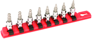 8 Piece - Ball End Hex Bit Socket - 3/32; 7/64; 1/8; 9/64; 5/32; 3/16; 7/32; 1/4" On Rail - 1/4" Square Drive with 1/4" Replaceable Hex Bits - Americas Industrial Supply