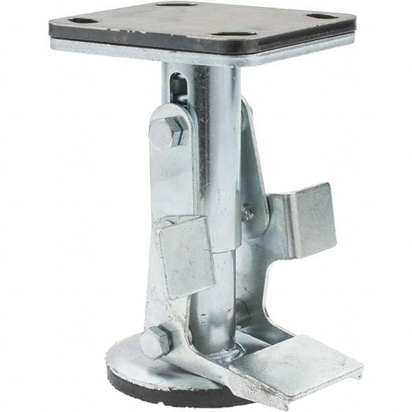 Hamilton - Floor Truck Lock for 5" Diam Caster Wheels - 5-3/4" Retracted Clearance, 4" x 4-1/2" Top Plate Size, 2-5/8" x 3-5/8" Slotted to 3" x 3" Bolt Hole Spacing - Americas Industrial Supply