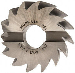 Made in USA - 4-1/2" Diam, 1-1/2" Arbor Hole Diam, 2-1/4" Length of Cut, 14 Flute, High Speed Steel, Finisher Shell End Mill - Right Hand Cut, Right Hand Spiral Flute, Uncoated - Americas Industrial Supply