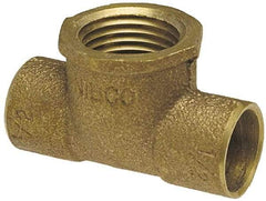 NIBCO - 1/2 x 1/2 x 3/8" Cast Copper Pipe Tee - C x C x F, Pressure Fitting - Americas Industrial Supply