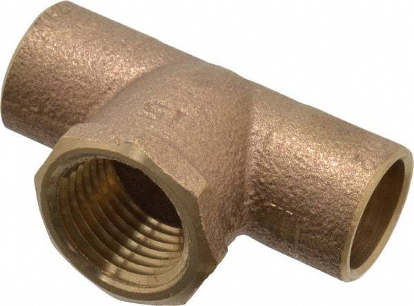 NIBCO - 1/2" Cast Copper Pipe Tee - C x C x F, Pressure Fitting - Americas Industrial Supply