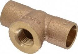 NIBCO - 1/2 x 1/2 x 1/4" Cast Copper Pipe Tee - C x C x F, Pressure Fitting - Americas Industrial Supply