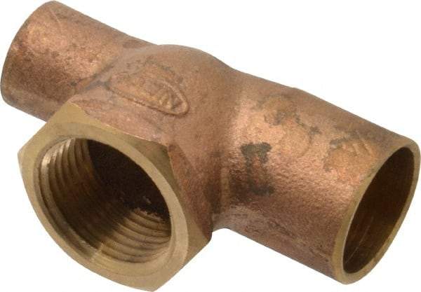 NIBCO - 3/4 x 1/2 x 3/4" Cast Copper Pipe Tee - C x C x F, Pressure Fitting - Americas Industrial Supply
