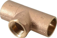NIBCO - 3/4 x 3/4 x 1/2" Cast Copper Pipe Tee - C x C x F, Pressure Fitting - Americas Industrial Supply