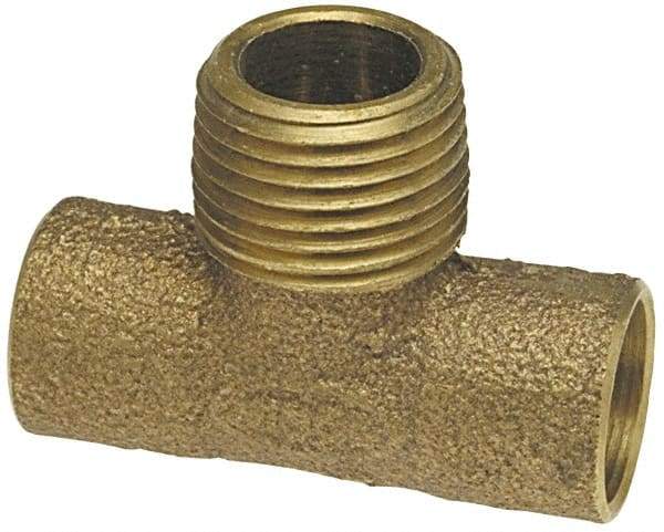 NIBCO - 1/2" Cast Copper Pipe Tee - C x C x M, Pressure Fitting - Americas Industrial Supply