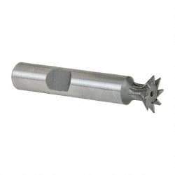 Made in USA - 1/2" Diam x 1/8" Width of Cut, 45° Included Angle, Cobalt Dovetail Cutter - 3/8" Shank Diam, 2" Shank Length, 2-1/8" Overall Length, Weldon Flat, Uncoated - Americas Industrial Supply