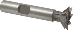 Made in USA - 3/4" Diam x 3/16" Width of Cut, 45° Included Angle, Cobalt Dovetail Cutter - 3/8" Shank Diam, 1-15/16" Shank Length, 2-1/8" Overall Length, Weldon Flat, Uncoated - Americas Industrial Supply