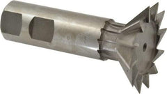 Made in USA - 1-7/8" Diam x 1/2" Width of Cut, 45° Included Angle, Cobalt Dovetail Cutter - 7/8" Shank Diam, 2-3/4" Shank Length, 3-1/4" Overall Length, Weldon Flat, Uncoated - Americas Industrial Supply