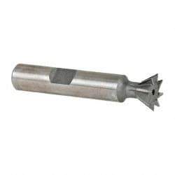 Made in USA - 1/2" Diam x 7/32" Width of Cut, 60° Included Angle, Cobalt Dovetail Cutter - 3/8" Shank Diam, 2-1/8" Overall Length, Weldon Flat, Uncoated - Americas Industrial Supply