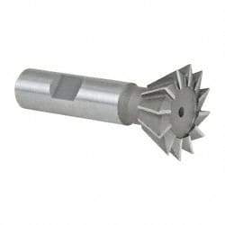 Made in USA - 1-3/8" Diam x 9/16" Width of Cut, 60° Included Angle, Cobalt Dovetail Cutter - 5/8" Shank Diam, 2-7/8" Overall Length, Weldon Flat, Uncoated - Americas Industrial Supply