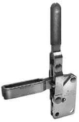 Lapeer - 600 Lb Holding Capacity, Vertical Handle, Manual Hold Down Toggle Clamp - 57° Handle Movement, 106° Bar Opening, U-Bar, Straight Base, Carbon Steel - Americas Industrial Supply