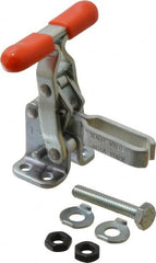 Lapeer - 200 Lb Holding Capacity, Vertical Handle, Manual Hold Down Toggle Clamp - 64° Handle Movement, 110° Bar Opening, U-Bar, Flanged Base, Carbon Steel - Americas Industrial Supply