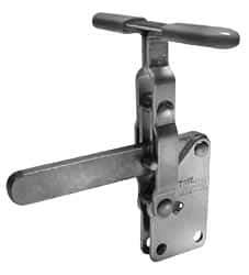 Lapeer - 700 Lb Holding Capacity, Vertical Handle, Manual Hold Down Toggle Clamp - 57° Handle Movement, 106° Bar Opening, Solid Bar, Straight Base, Carbon Steel - Americas Industrial Supply